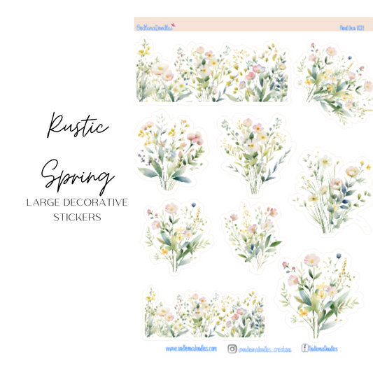 Rustic Spring Flower Large Decorative Planner Stickers