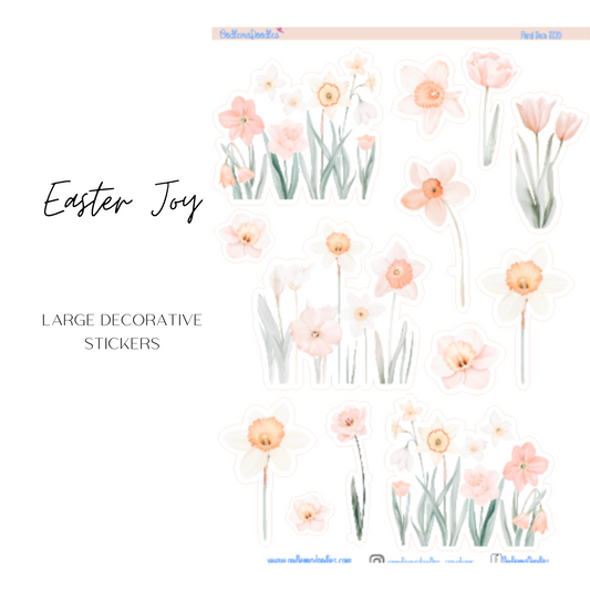 Easter Joy Flower Large Decorative Planner Stickers