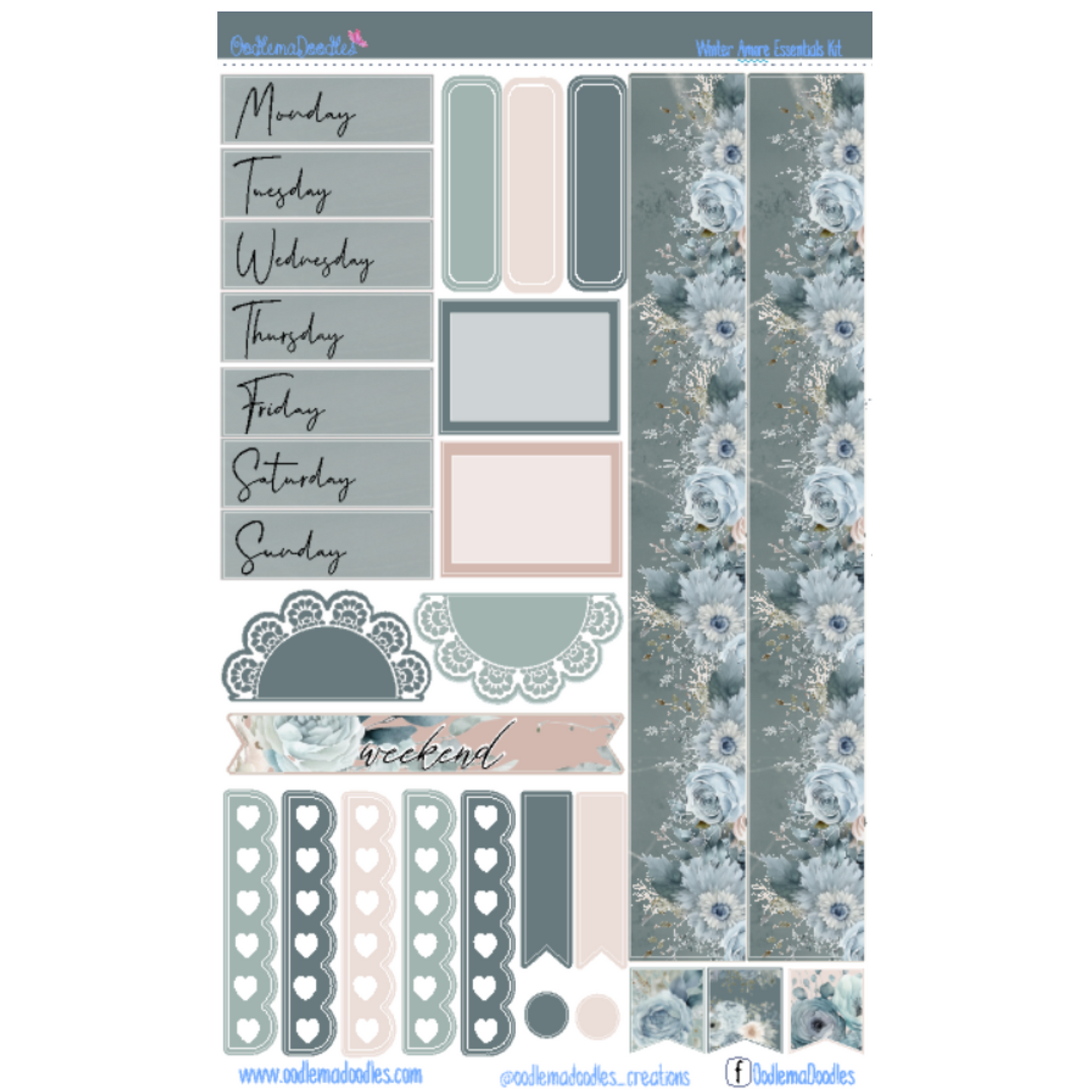 Frozen Lake Essential Planner Sticker Kit
