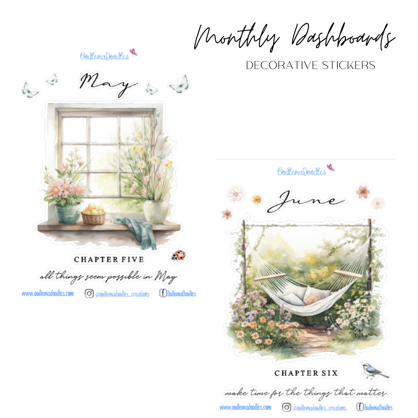 Monthly Decorative Dashboards Planner Stickers