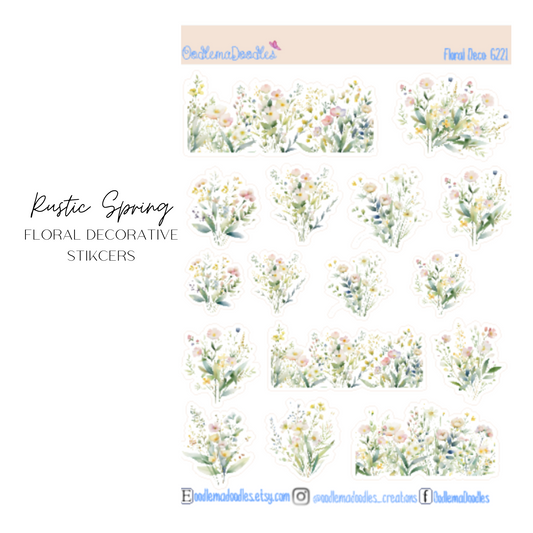 Rustic Spring Floral Decorative Stickers