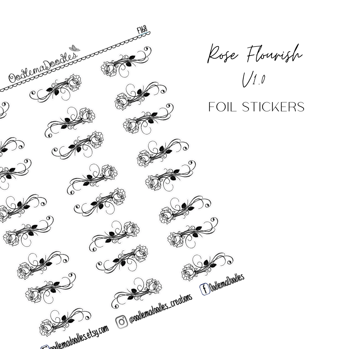 Rose Flourish Foiled Stickers