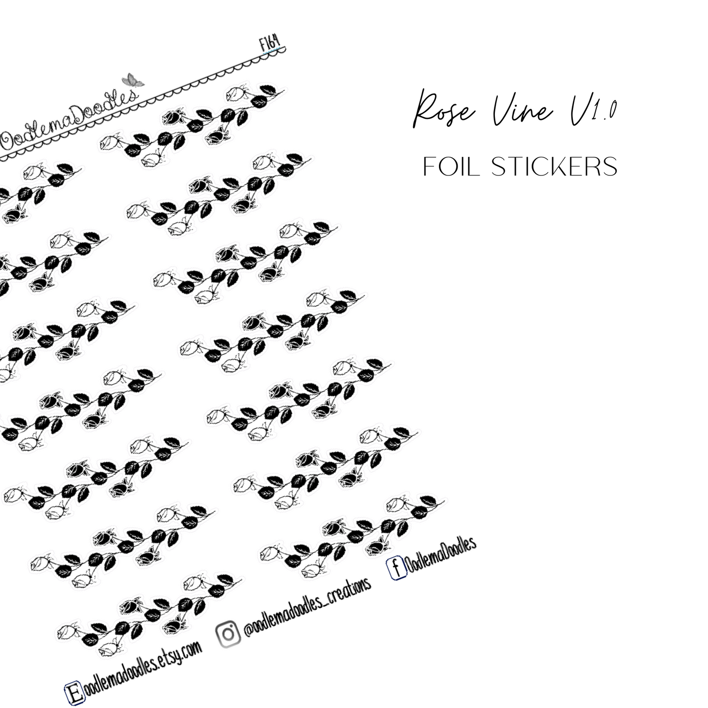 Rose Vine Foiled Stickers