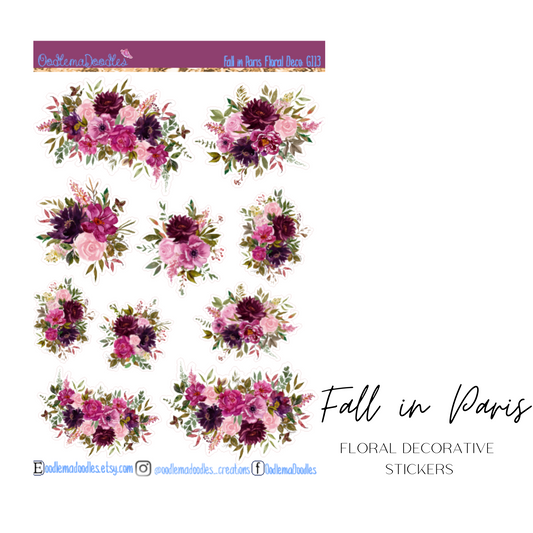 Fall in Paris Floral Decorative Stickers