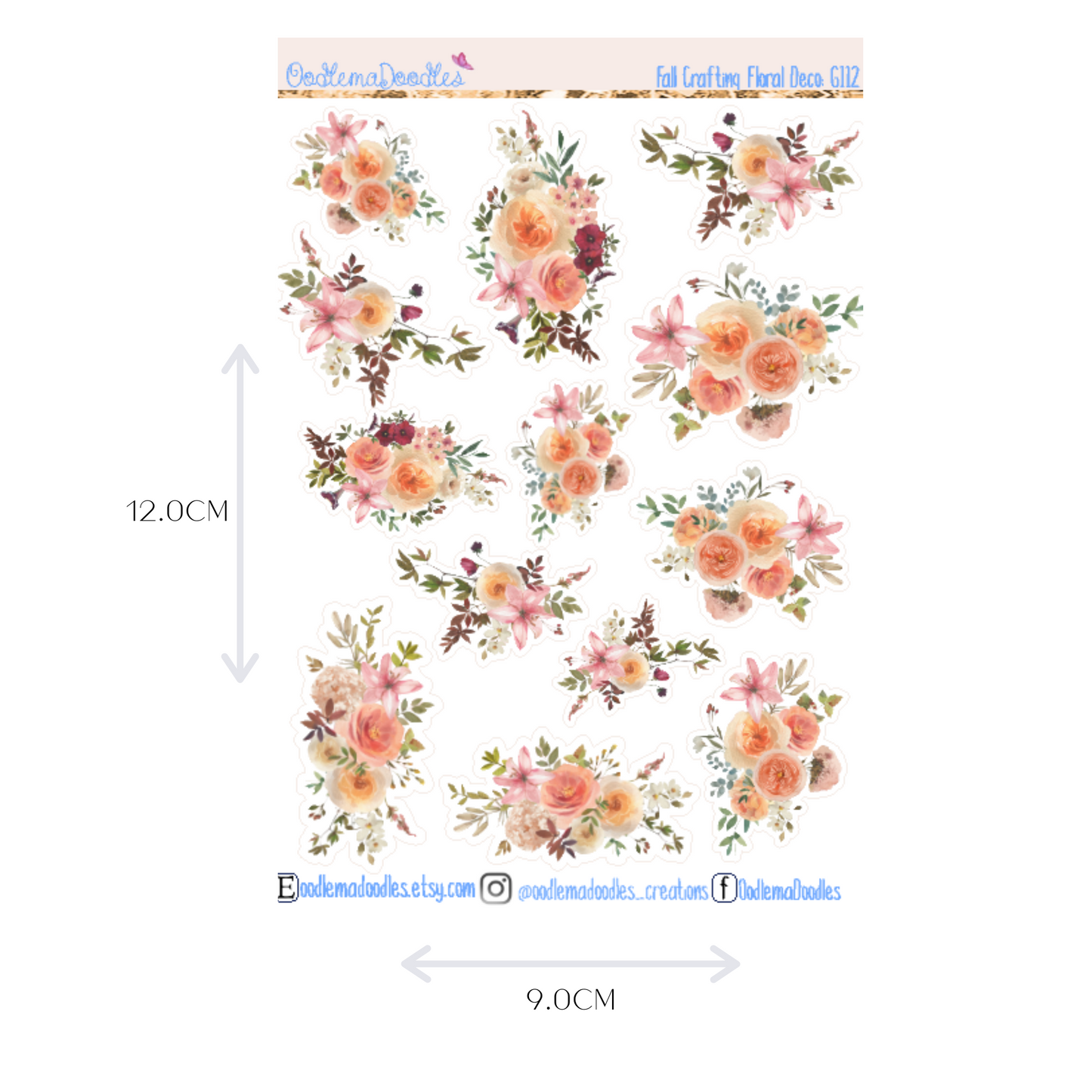 Fall Crafting Floral Decorative Stickers