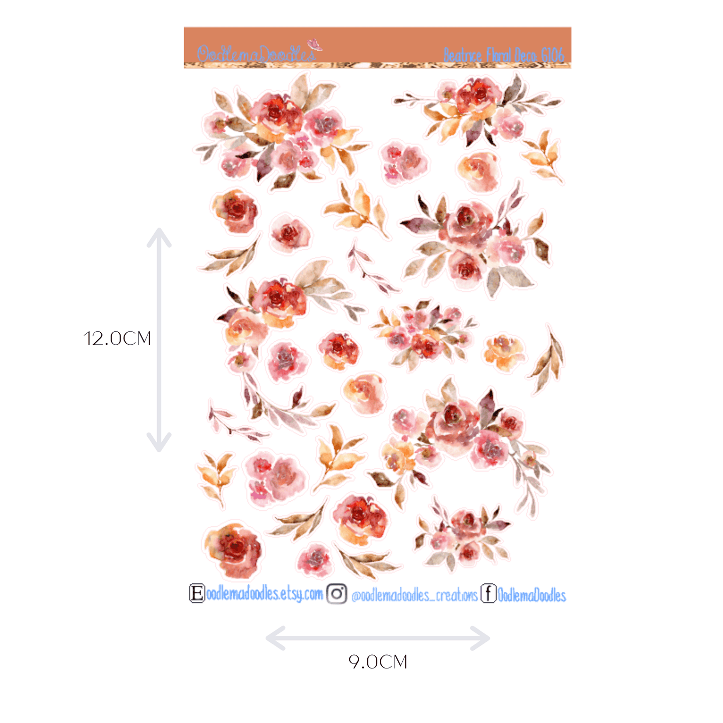 Beatrice Floral Decorative Stickers - oodlemadoodles
