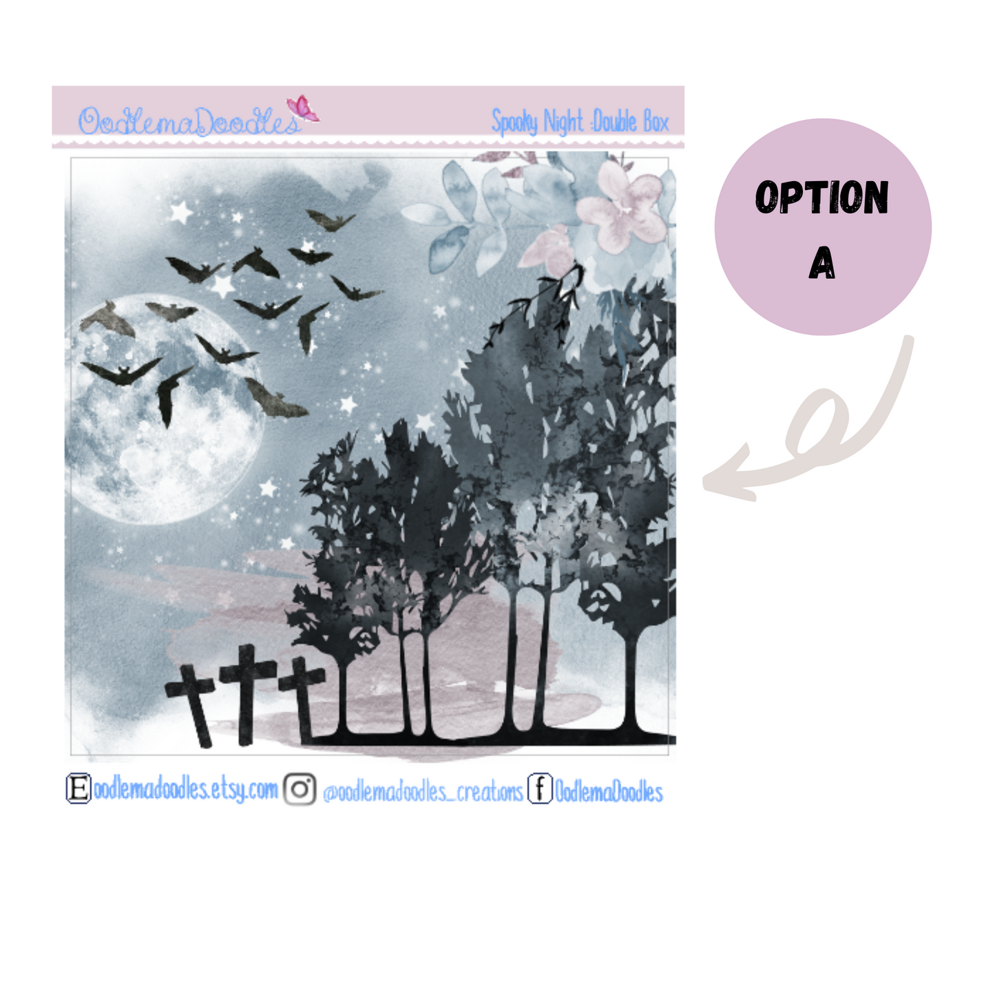 Spooky Night Decorative Double Box Sticker