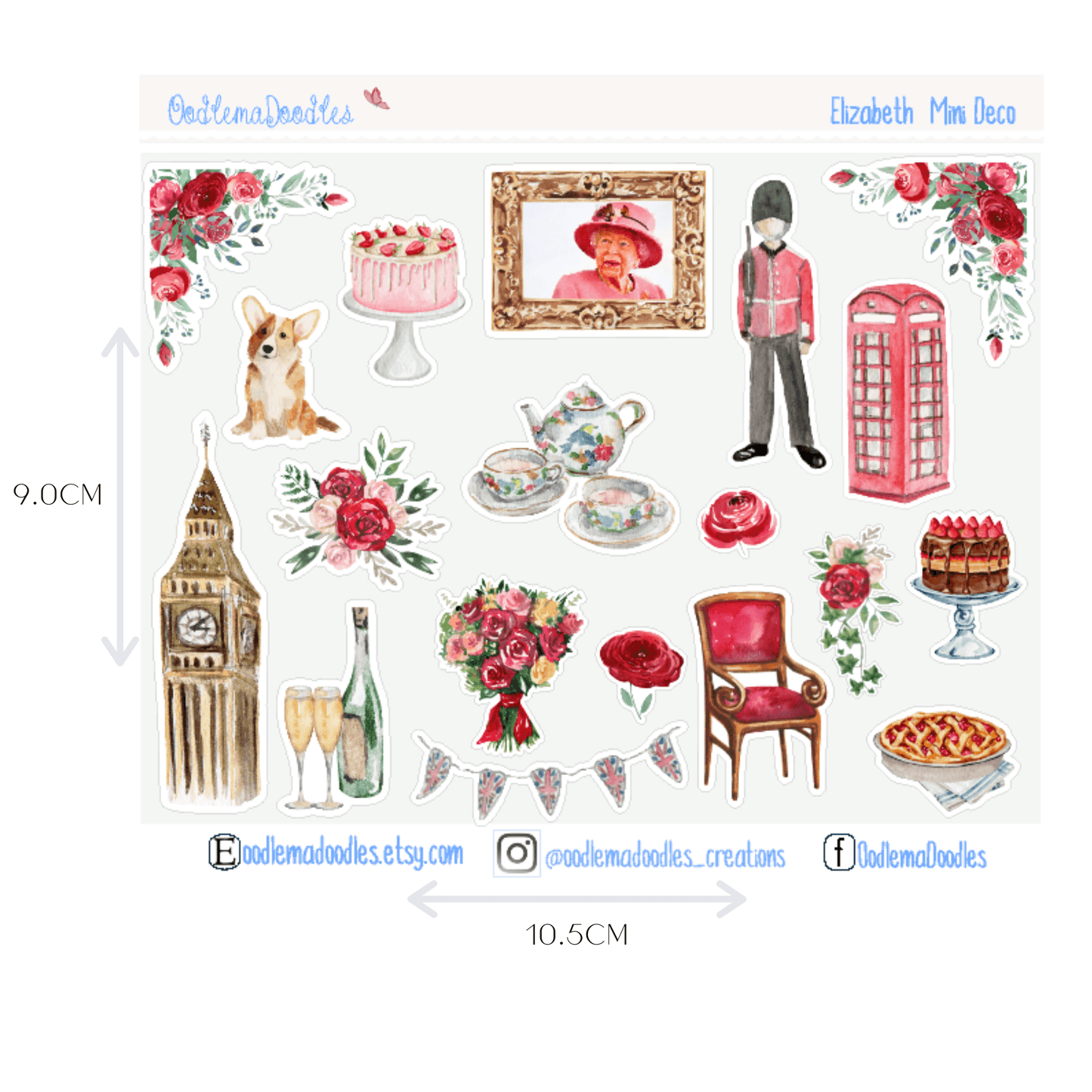 Elizabeth Mini Decorative Stickers - oodlemadoodles