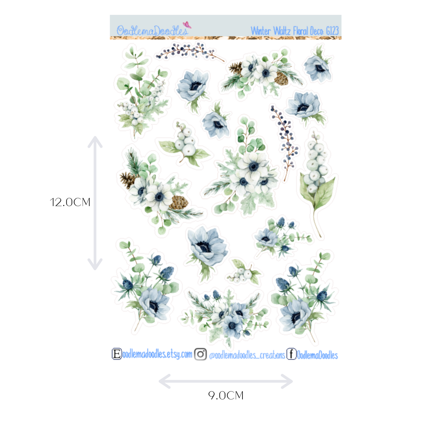 Winter Waltz Floral Decorative Stickers