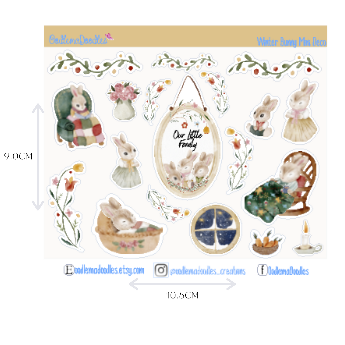 Winter Bunny Mini Decorative Stickers