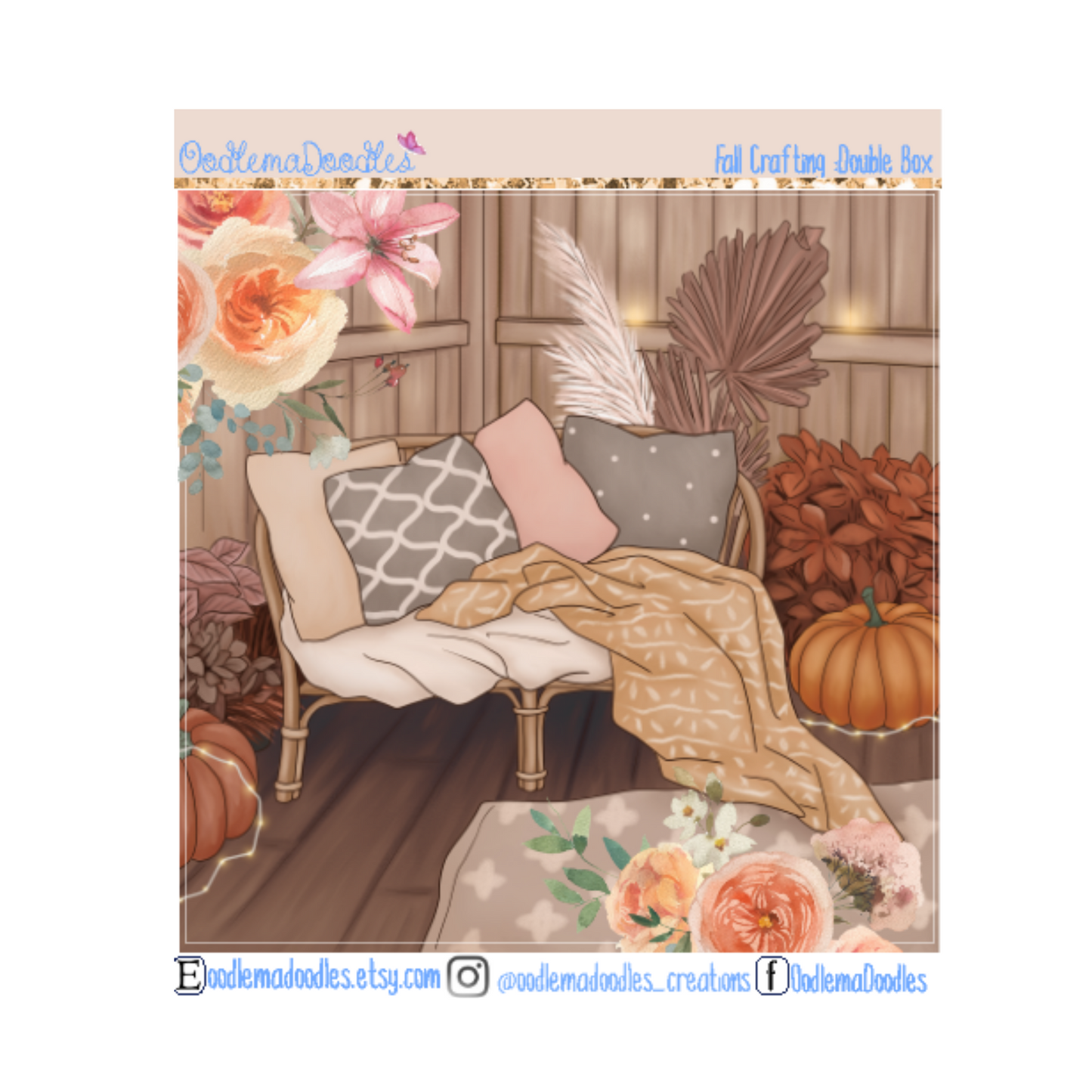 Fall Crafting Decorative Double Box Sticker