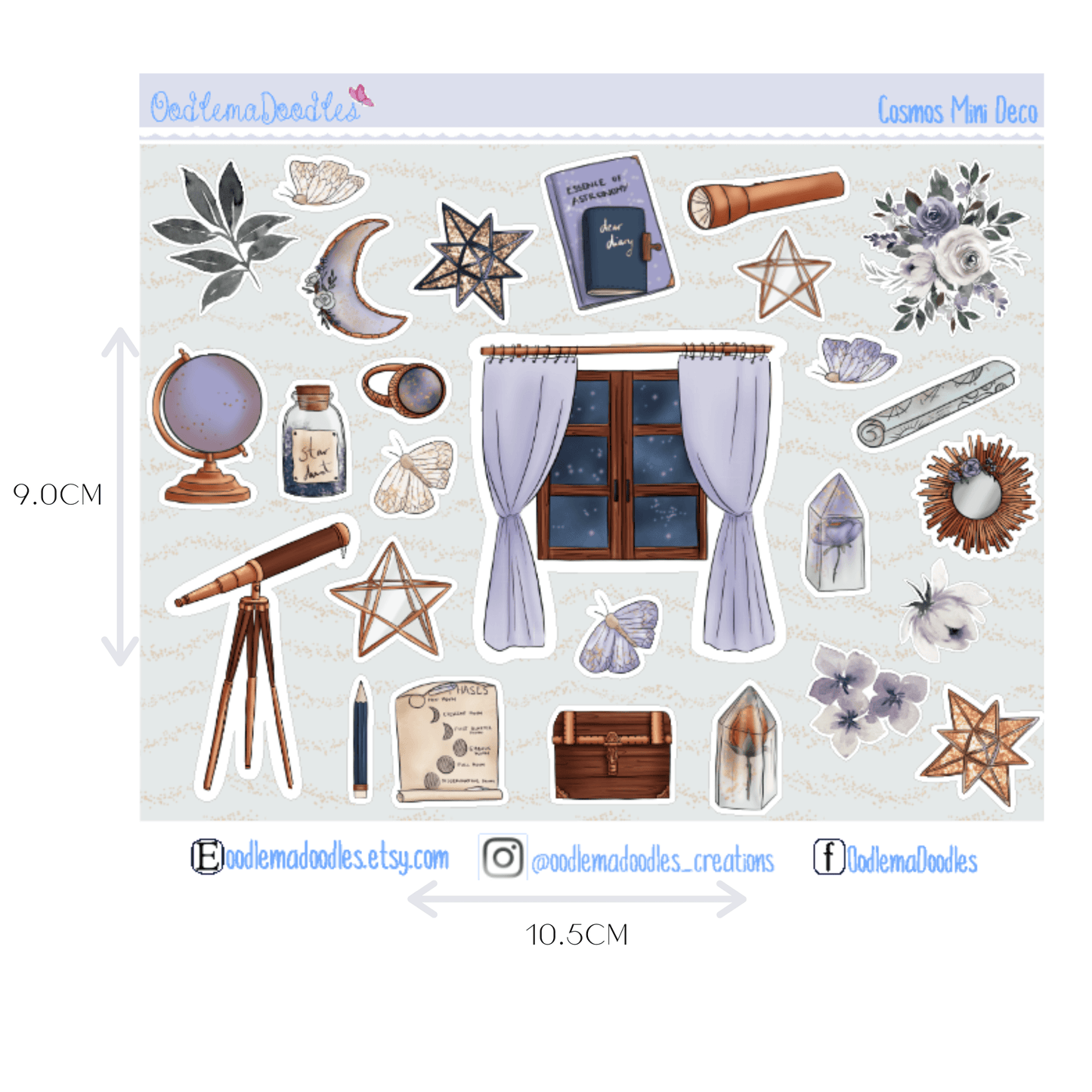 Cosmos Mini Decorative Stickers - oodlemadoodles