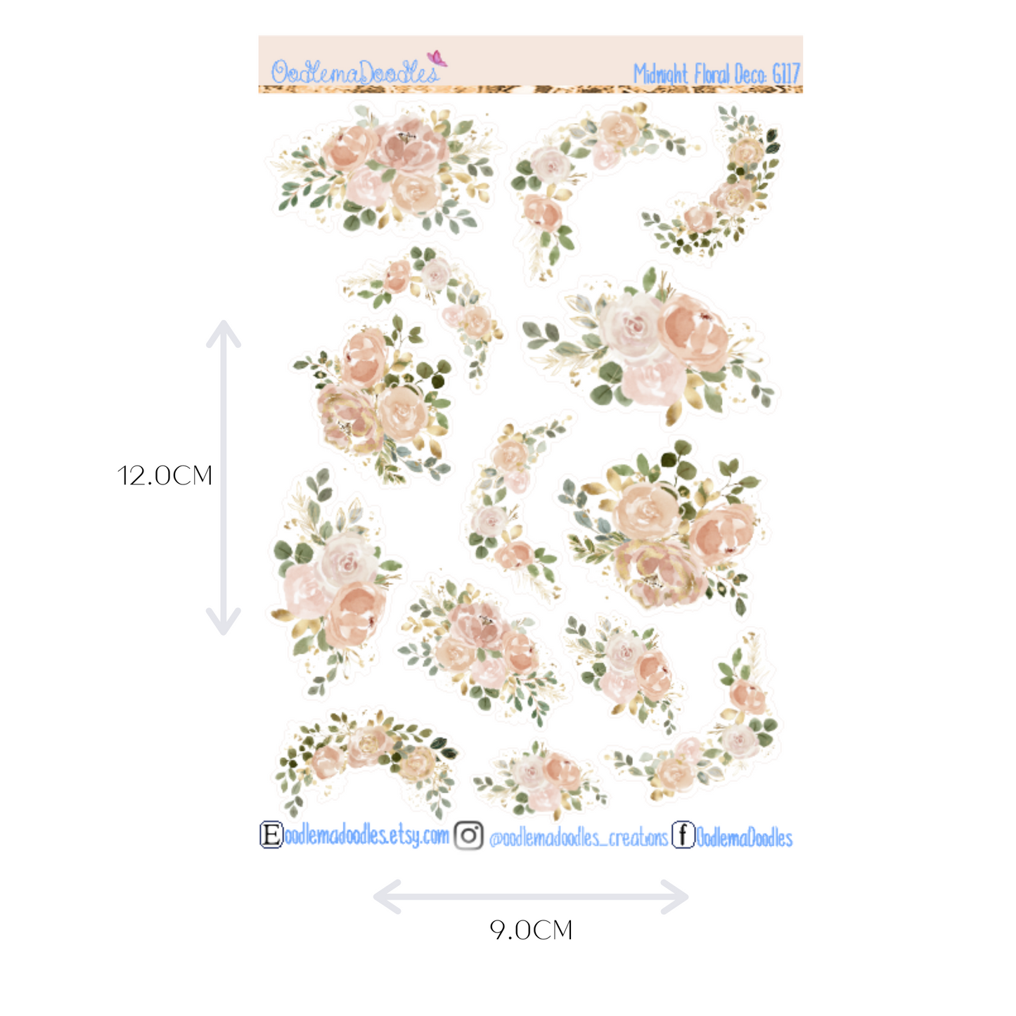 Midnight Floral Decorative Stickers