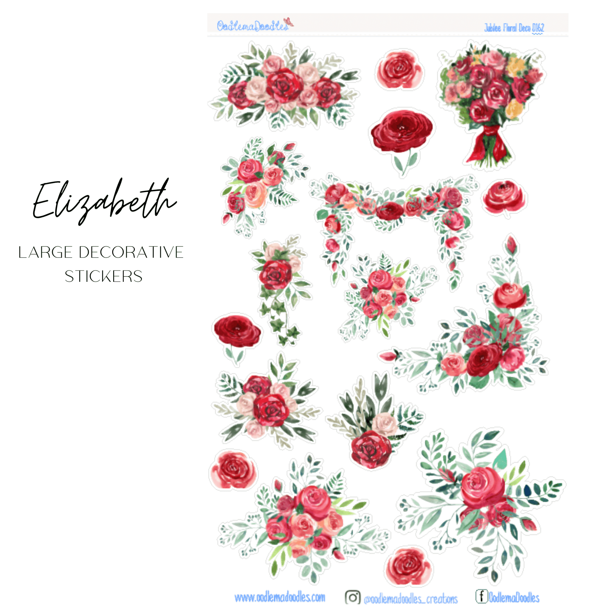 Elizabeth Flower Large Decorative Planner Stickers - oodlemadoodles
