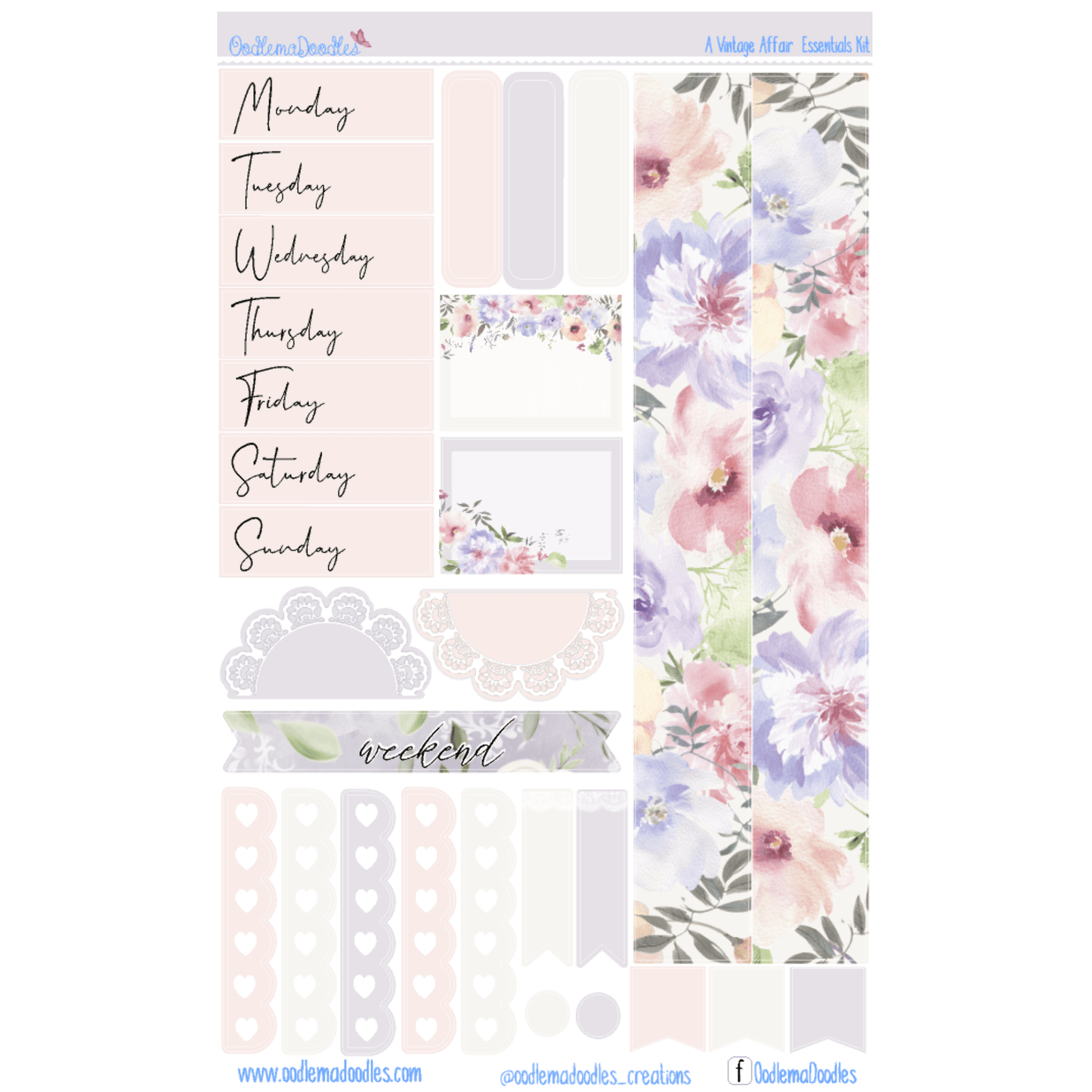 A Vintage Affair Essential Planner Sticker Kit - oodlemadoodles