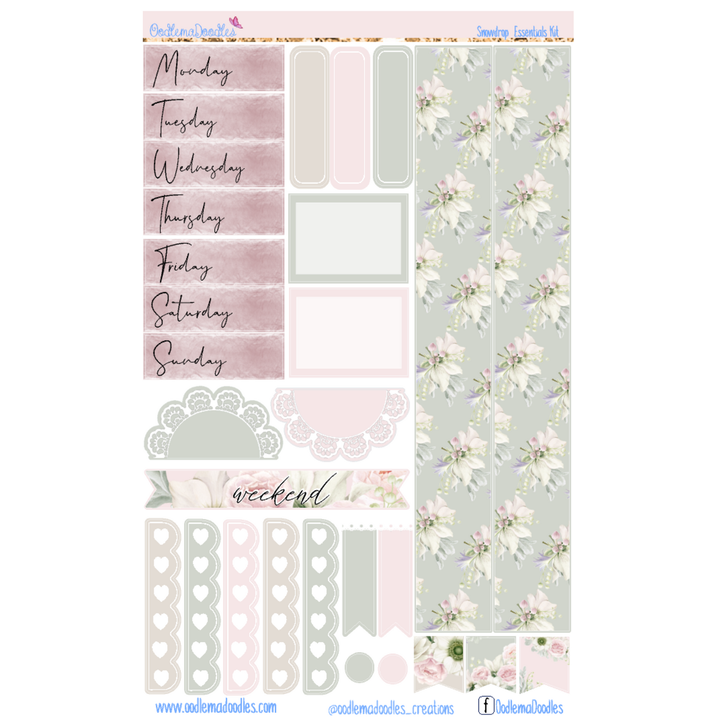 Snowdrop Essential Planner Sticker Kit