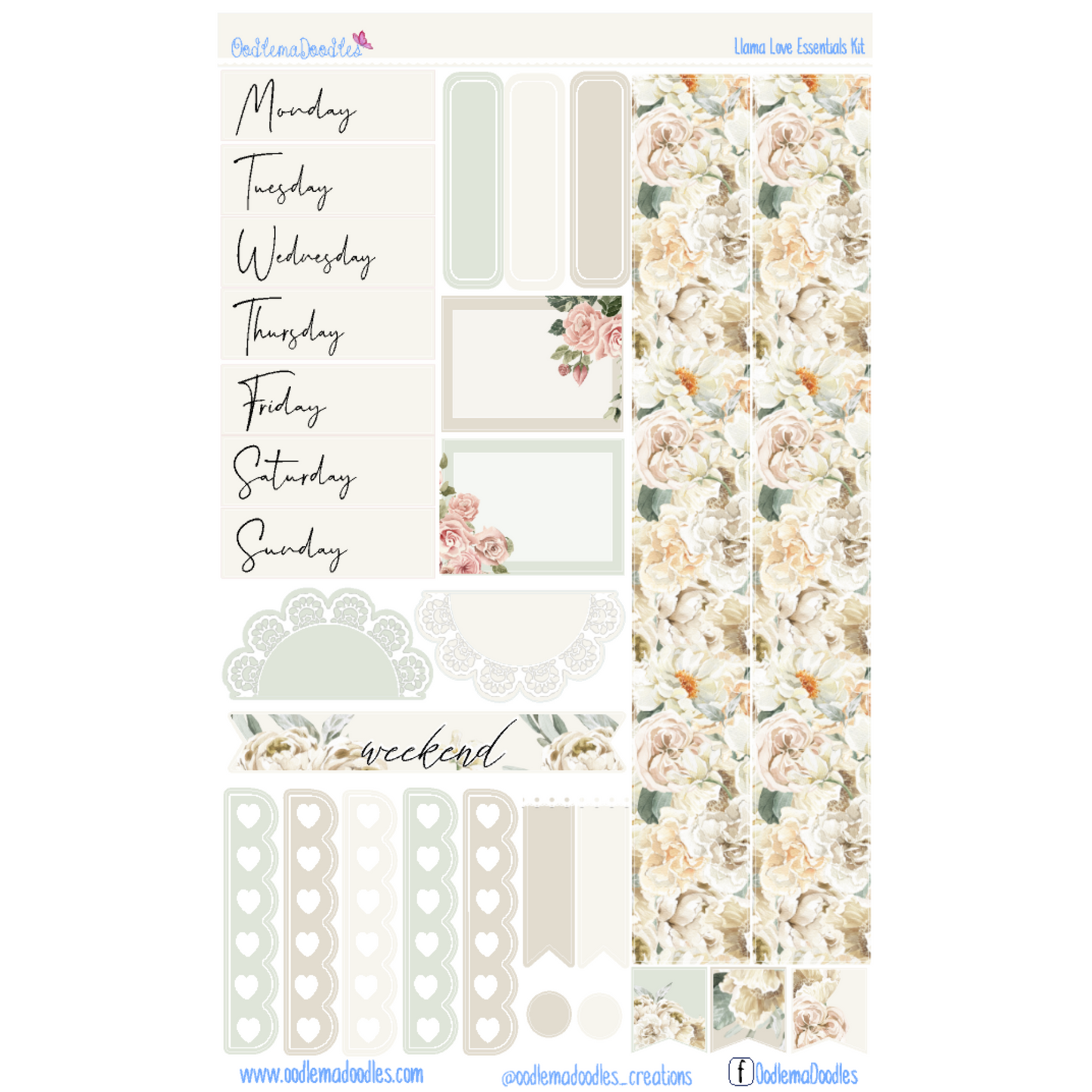 Llama Love Essential Planner Sticker Kit