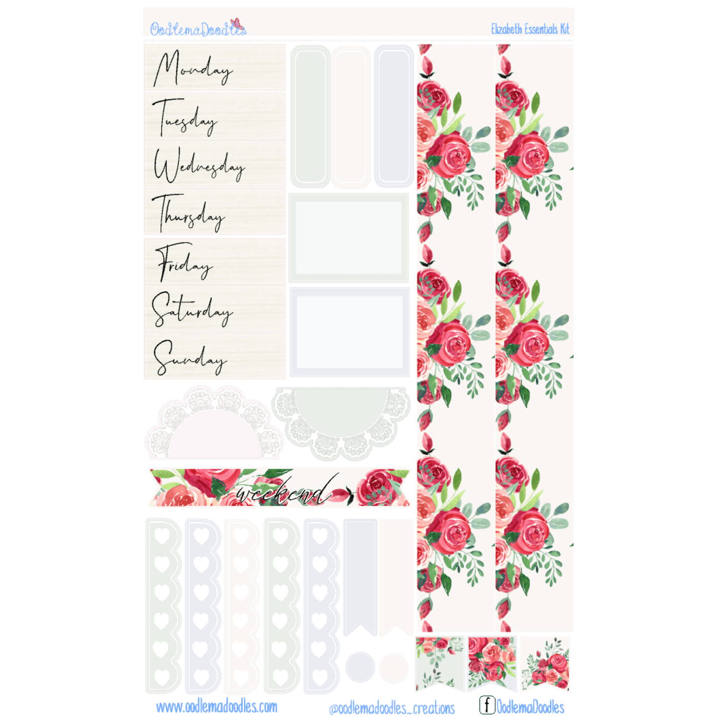 Elizabeth Essential Planner Sticker Kit - oodlemadoodles