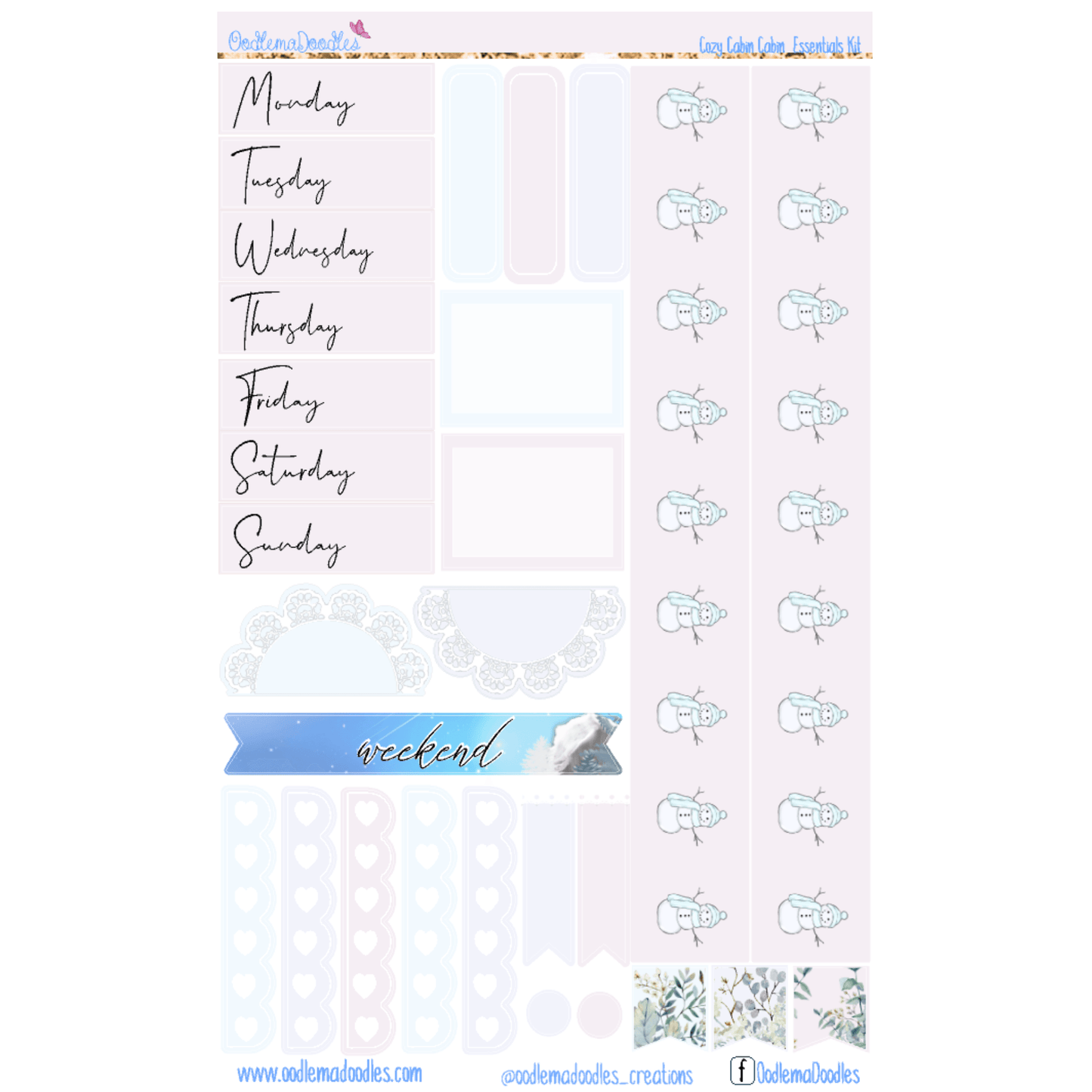 Cozy Cabin Essential Planner Sticker Kit - oodlemadoodles