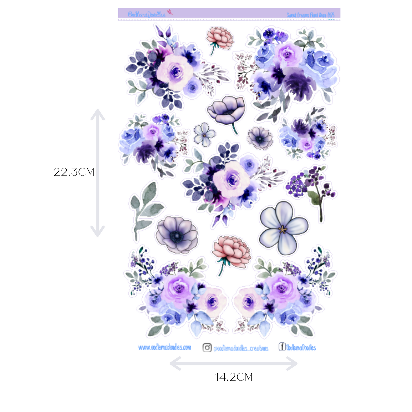 Sweet Dreams Flower Large Decorative Planner Stickers