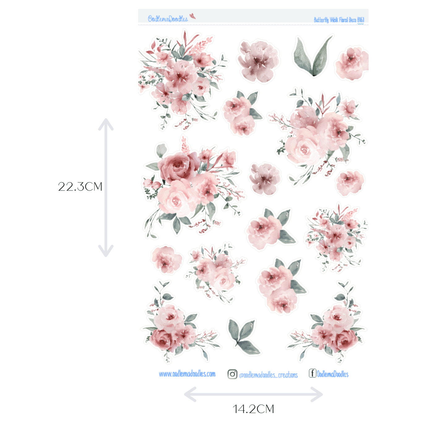 Butterfly Walk Flower Large Decorative Planner Stickers - oodlemadoodles