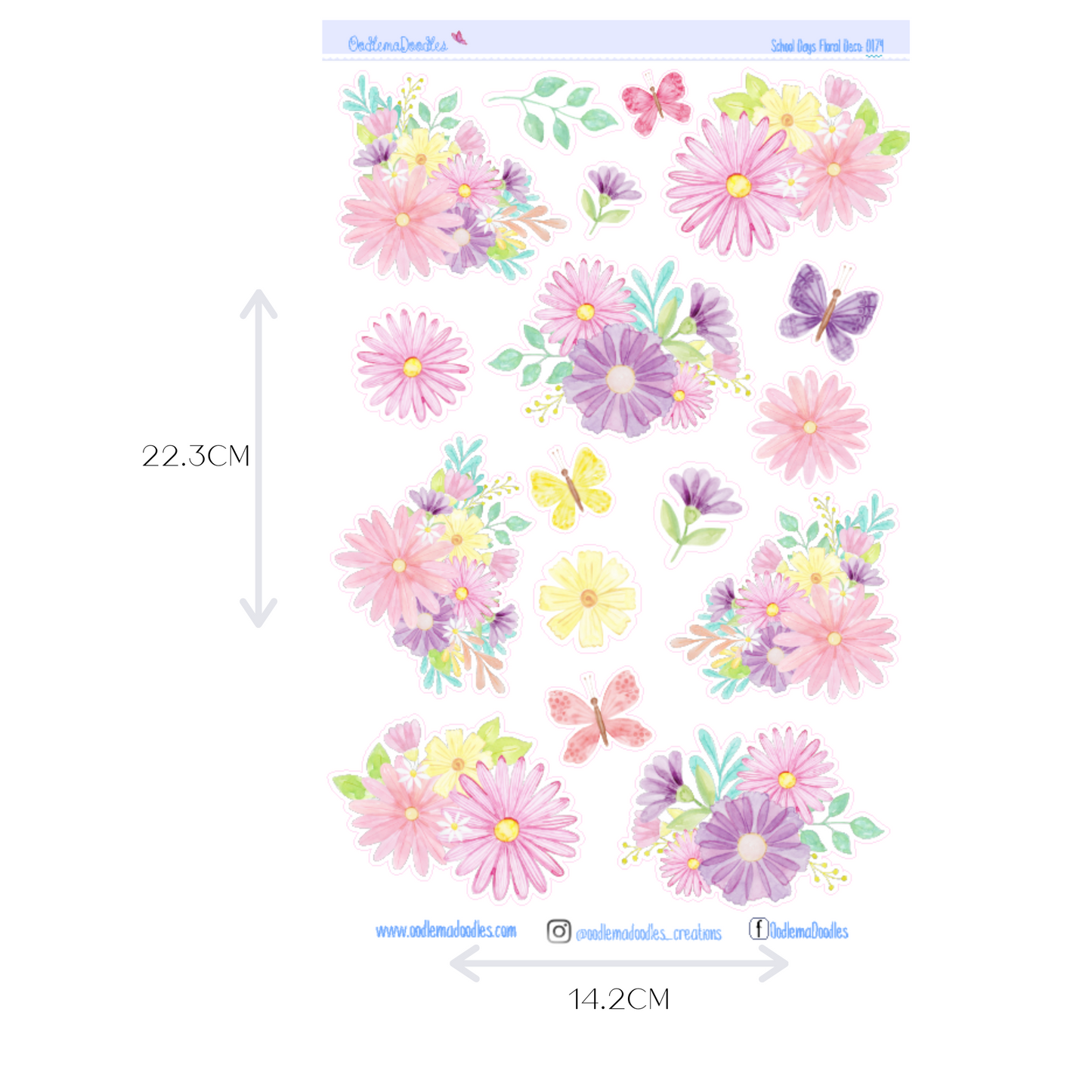 School Days Flower Large Decorative Planner Stickers