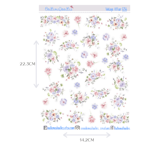 A Vintage Affair Flower Large Decorative Planner Stickers - oodlemadoodles