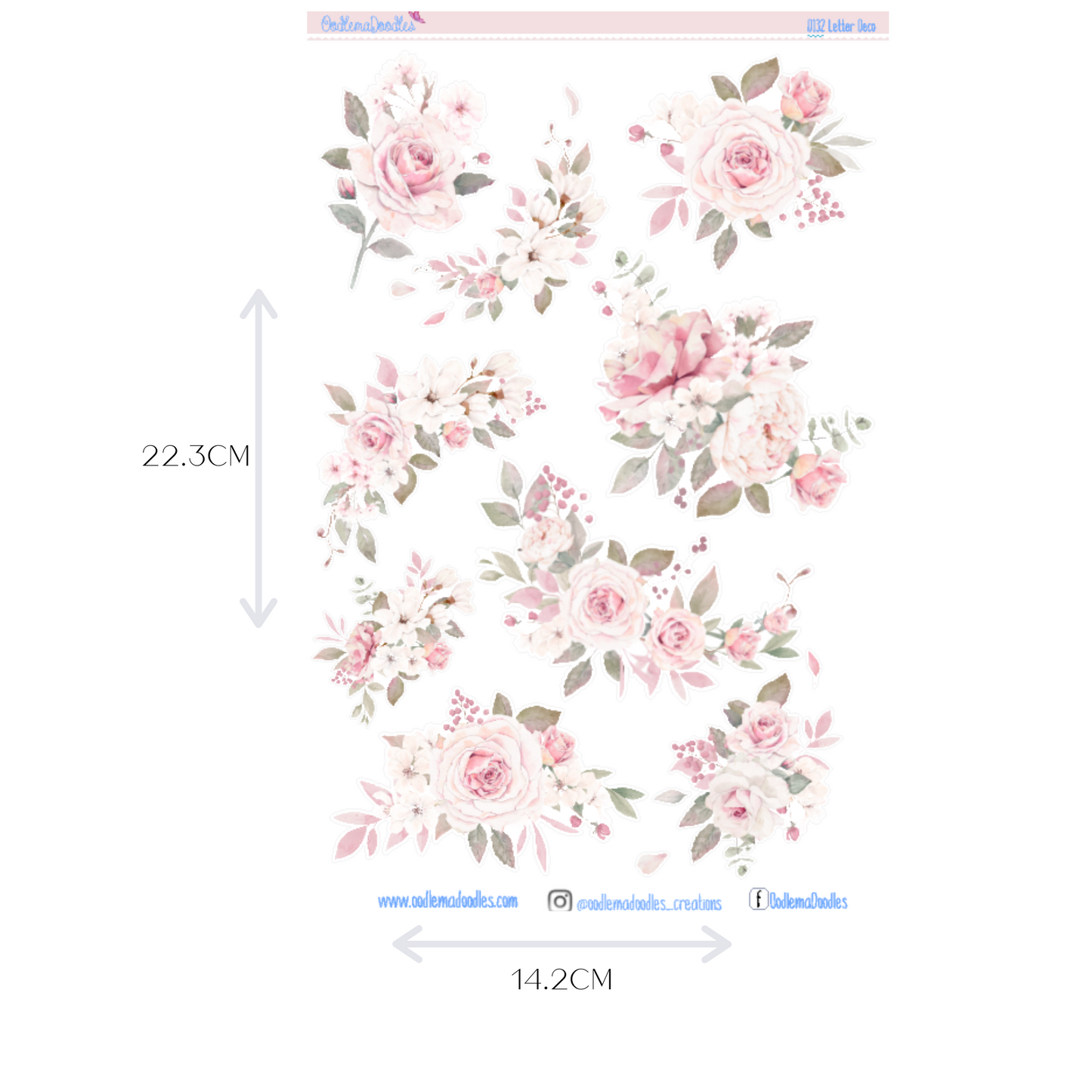 Letters Flower Large Decorative Planner Stickers