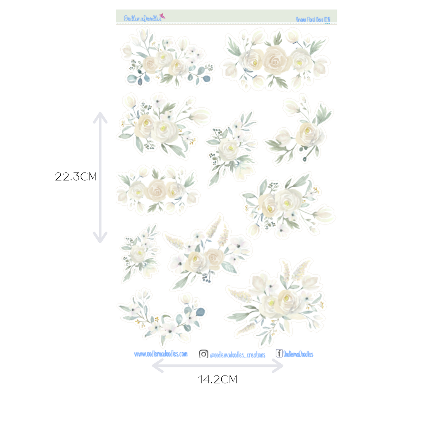 Oriana Flower Large Decorative Planner Stickers