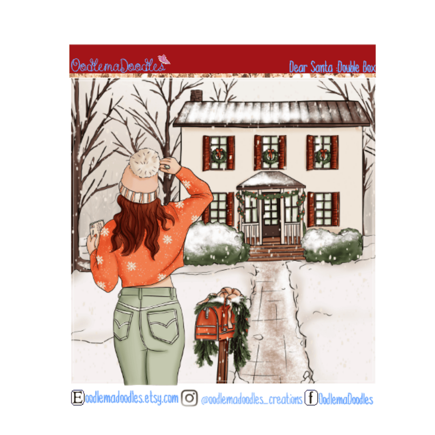 Dear Santa Decorative Double Box Sticker - oodlemadoodles