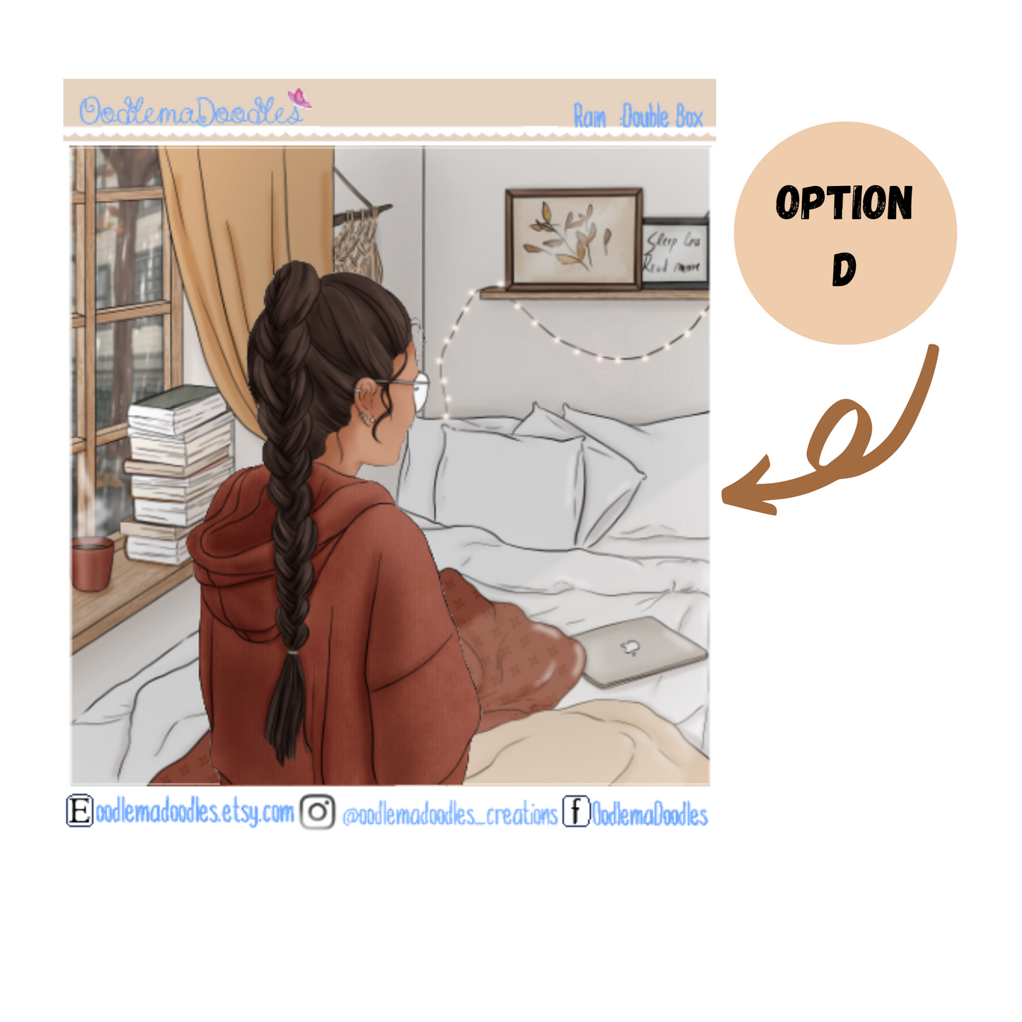 Rain Decorative Double Box Sticker