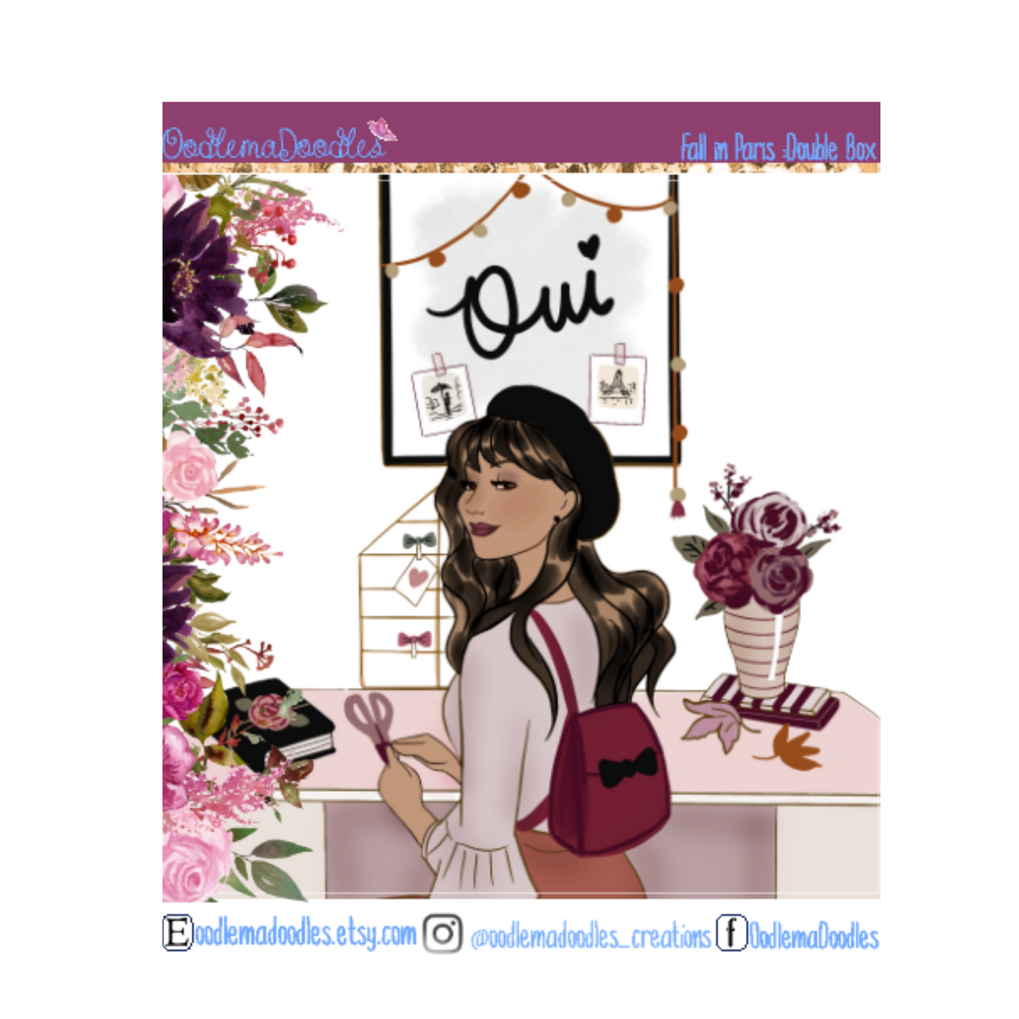 Fall in Paris Decorative Double Box Sticker