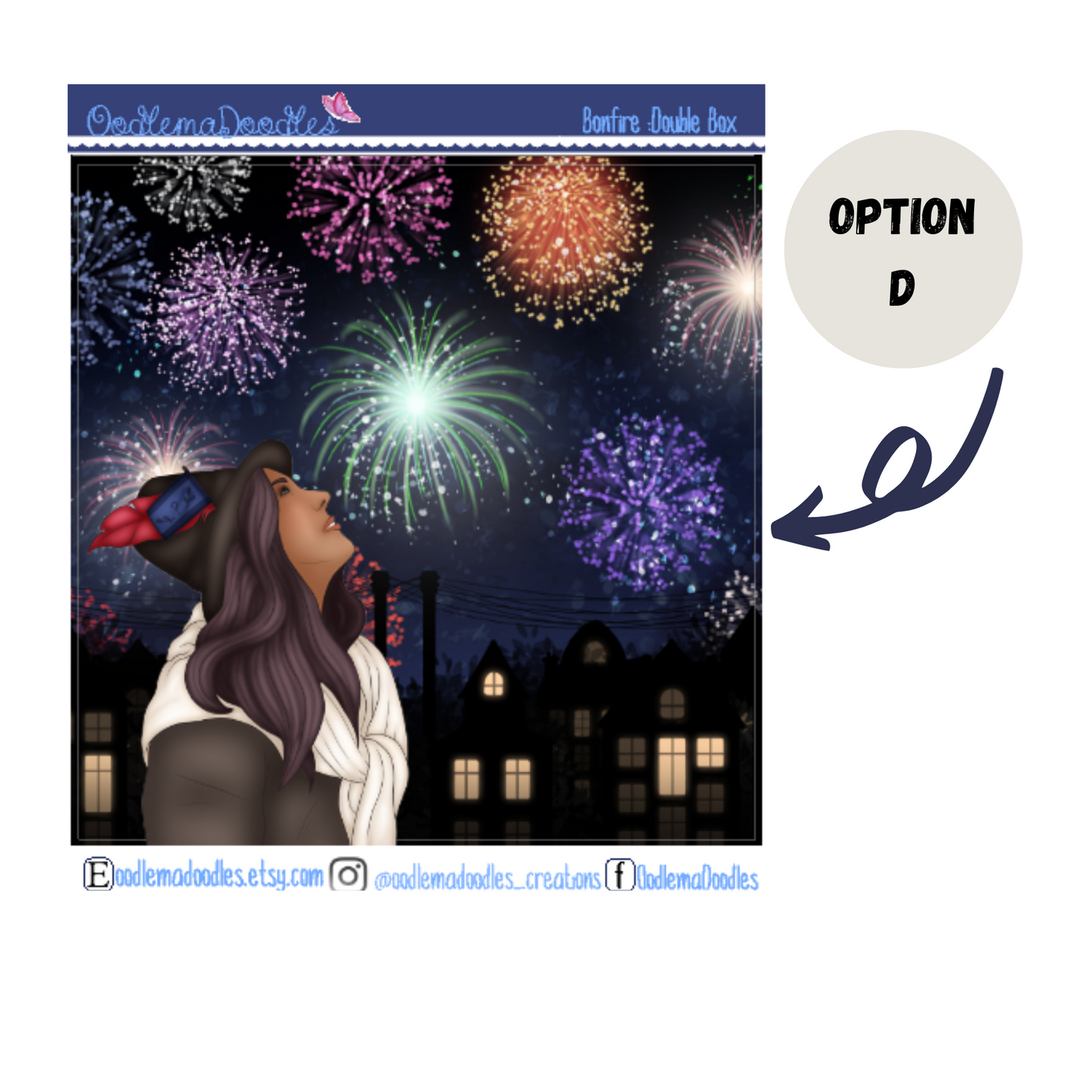 Bonfire Decorative Double Box Sticker