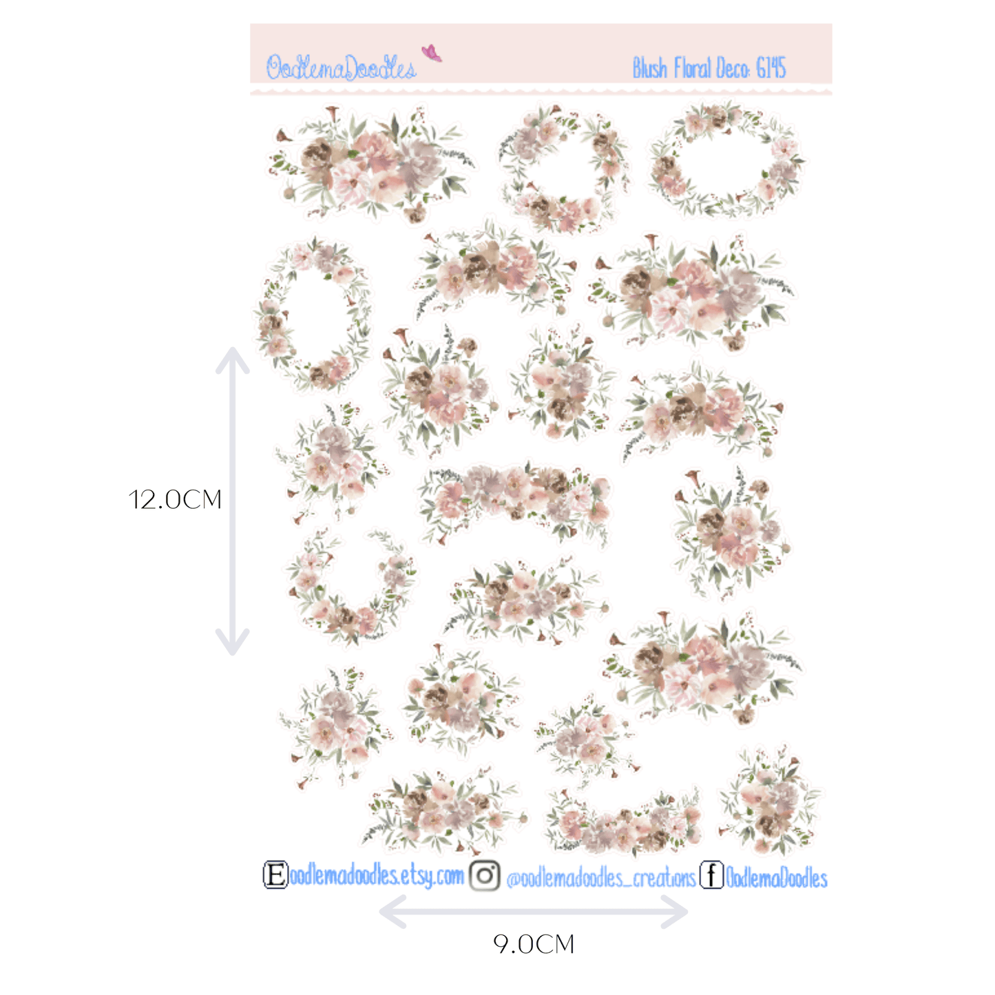 Blush Floral Decorative Stickers - oodlemadoodles