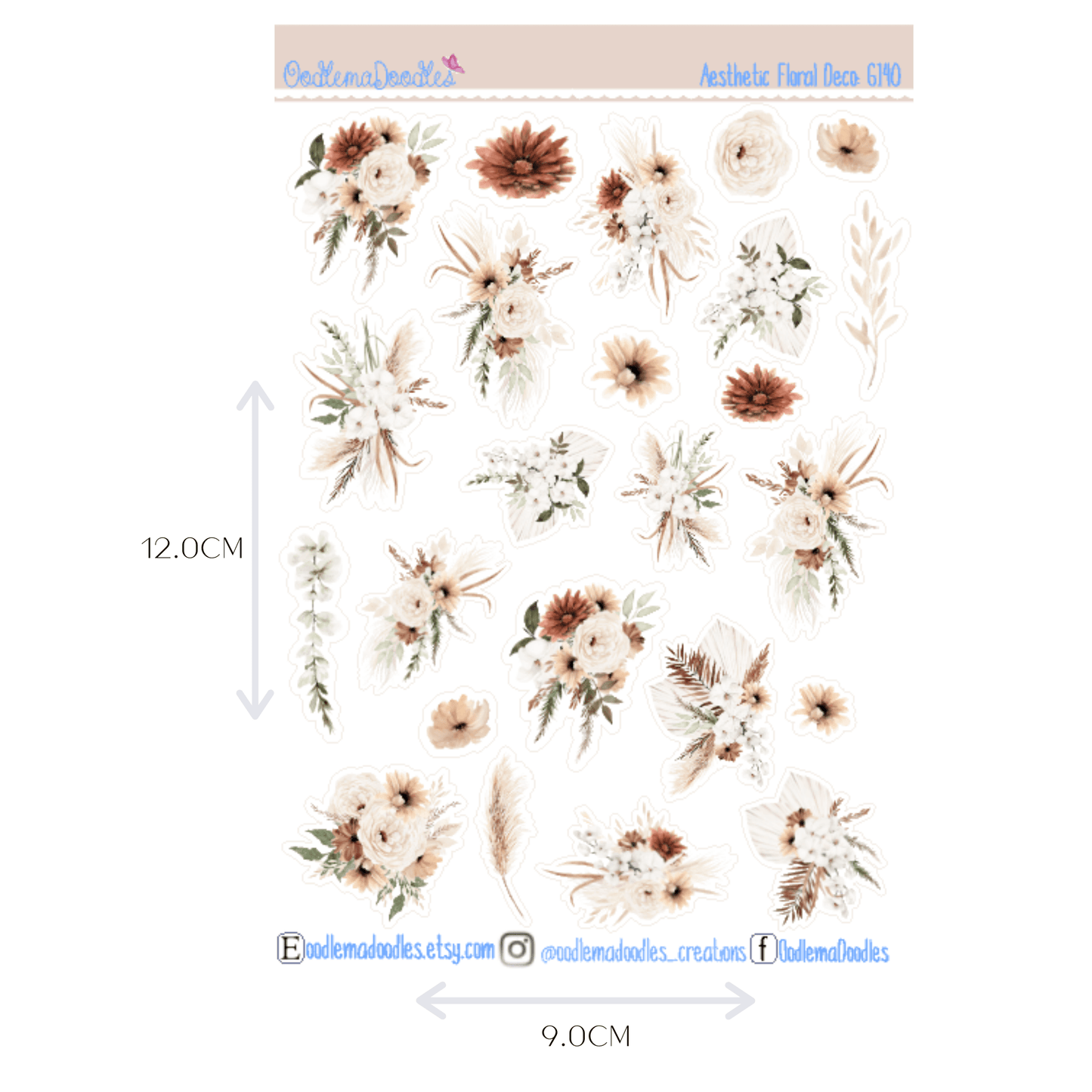 Aesthetic Floral Decorative Stickers - oodlemadoodles