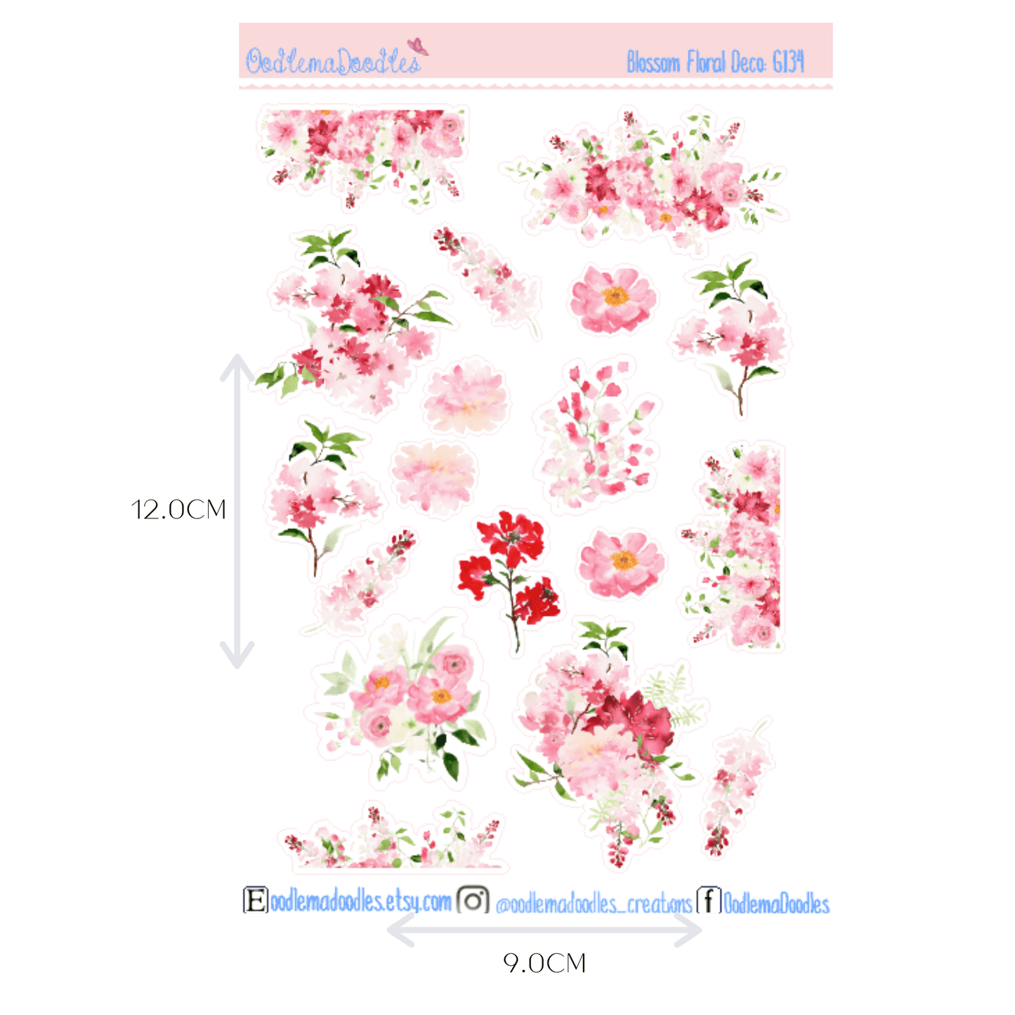 Blossoms Floral Decorative Stickers - oodlemadoodles