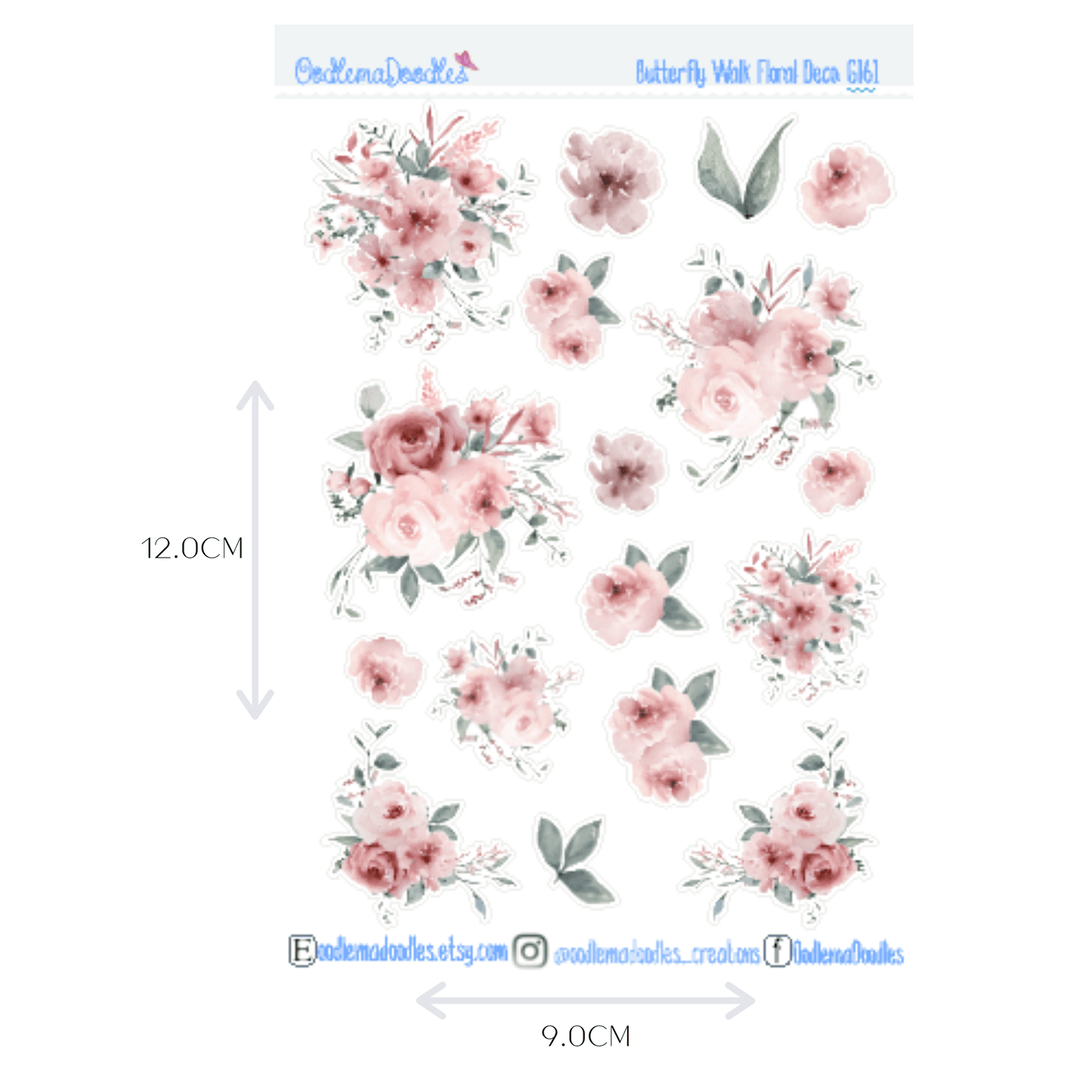 Butterfly Walk Floral Decorative Stickers - oodlemadoodles