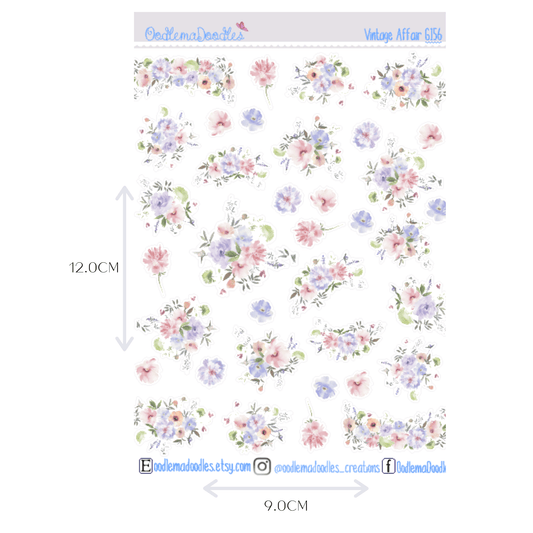 A Vintage Affair Floral Decorative Stickers - oodlemadoodles