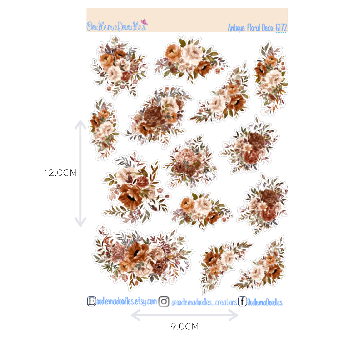 Antique Floral Decorative Stickers