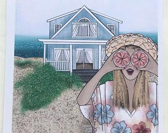 Beach House Decorative Double Box Sticker - oodlemadoodles