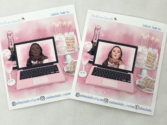 Celebrate Decorative Double Box Sticker - oodlemadoodles
