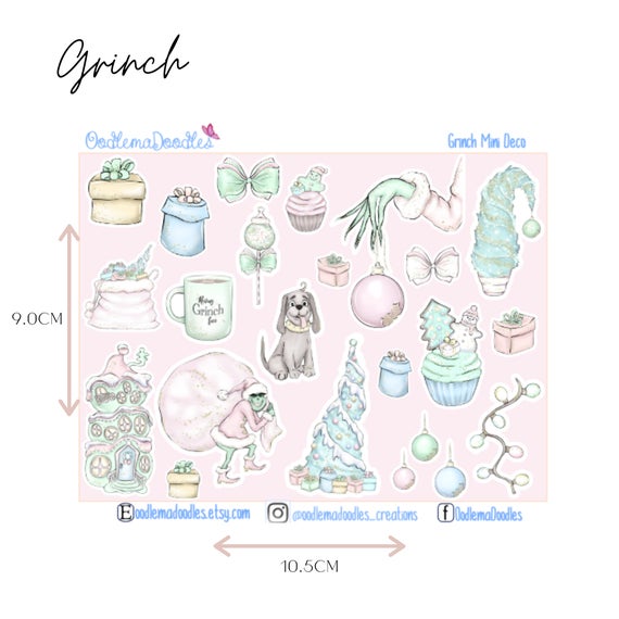 Grinch Mini Decorative Stickers