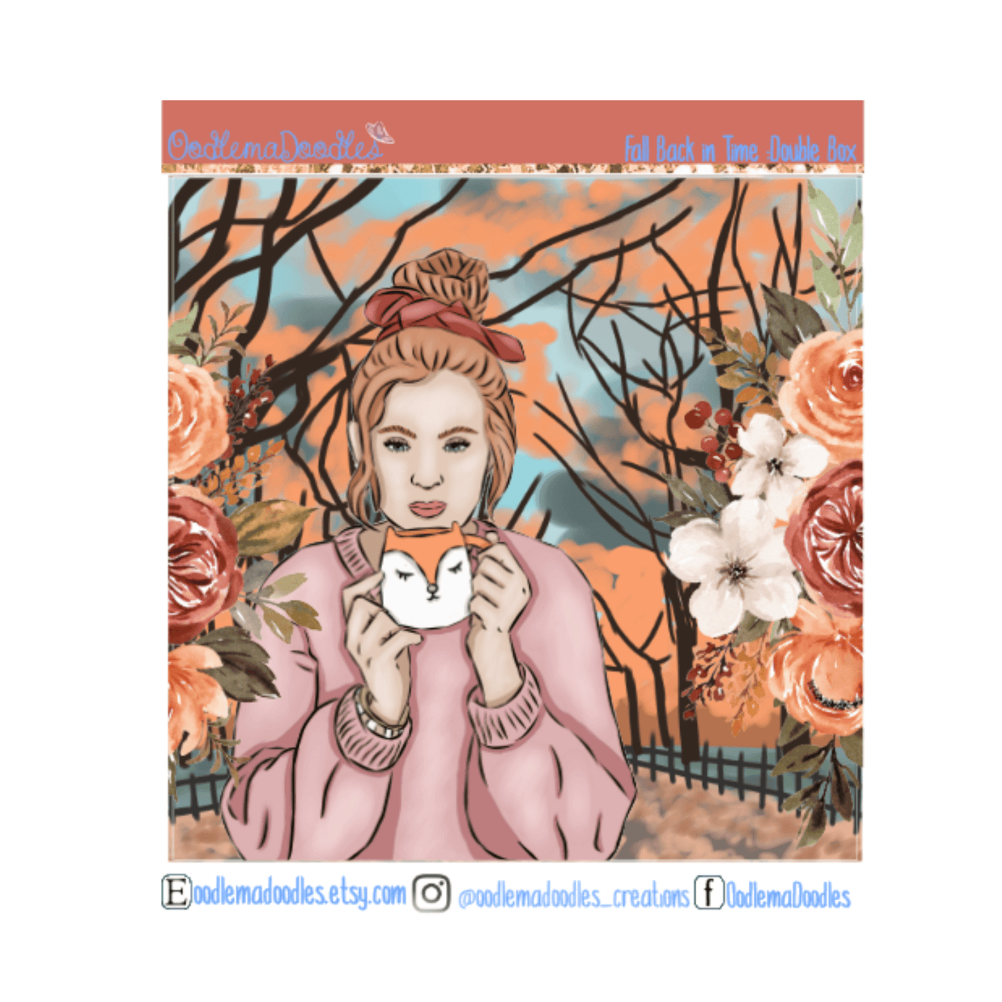 Fall Back in Time Decorative Double Box Sticker