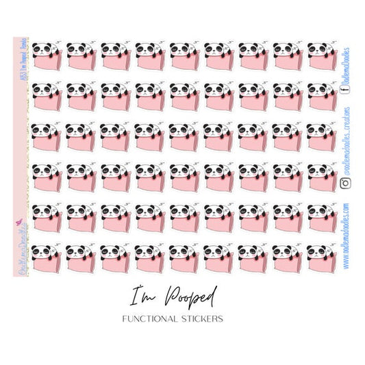 Kawaii Panda I'm Pooped Stickers