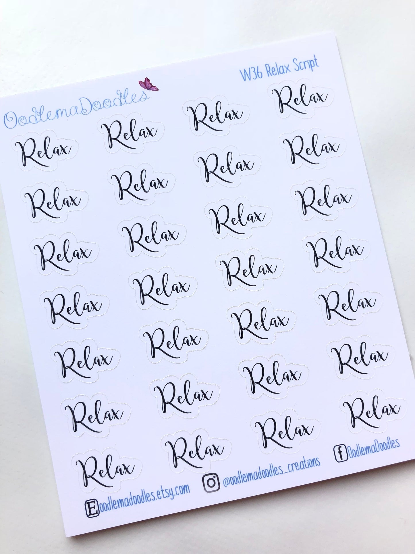 Relax Script Stickers