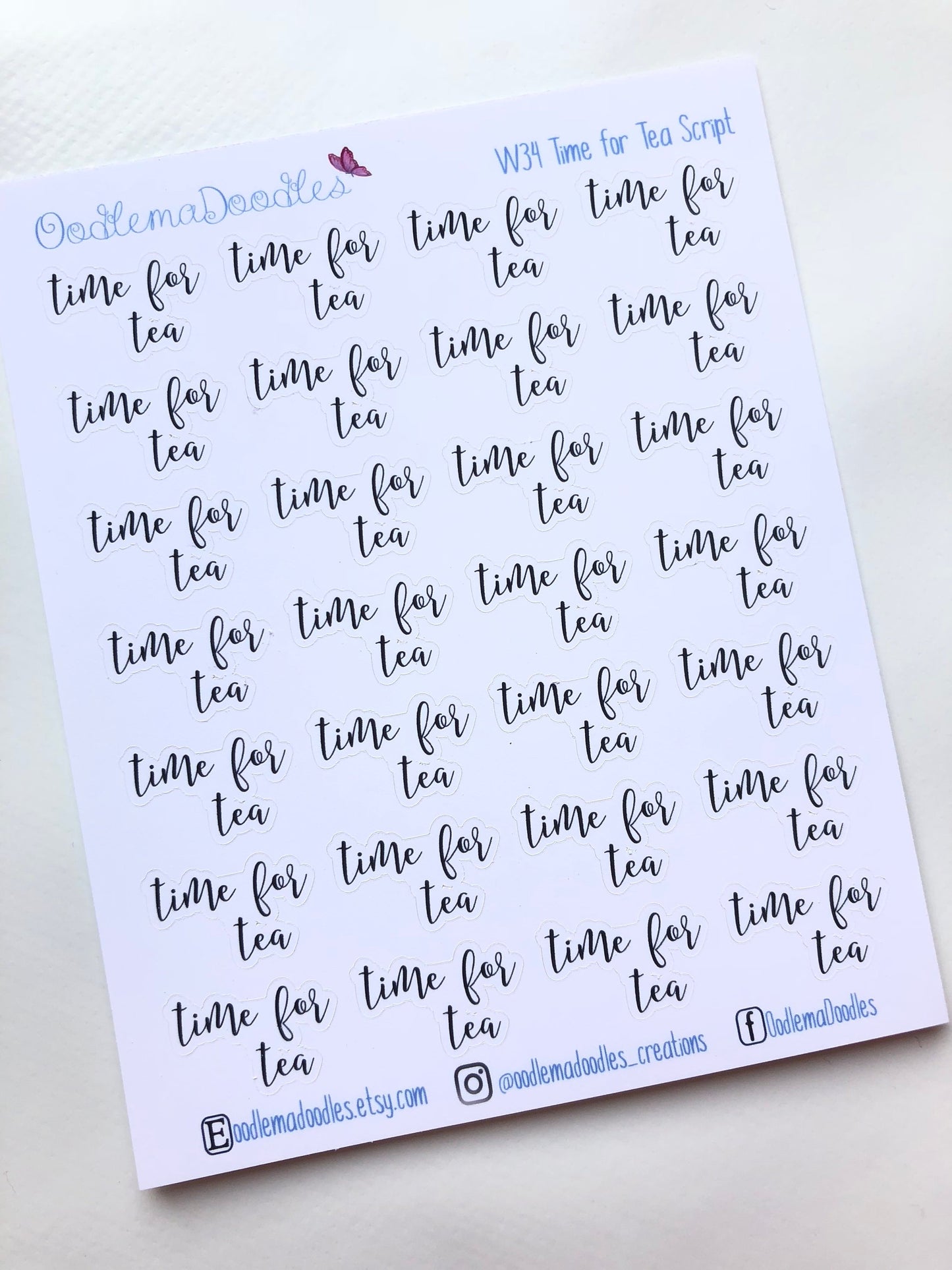 Time for Tea Script Stickers