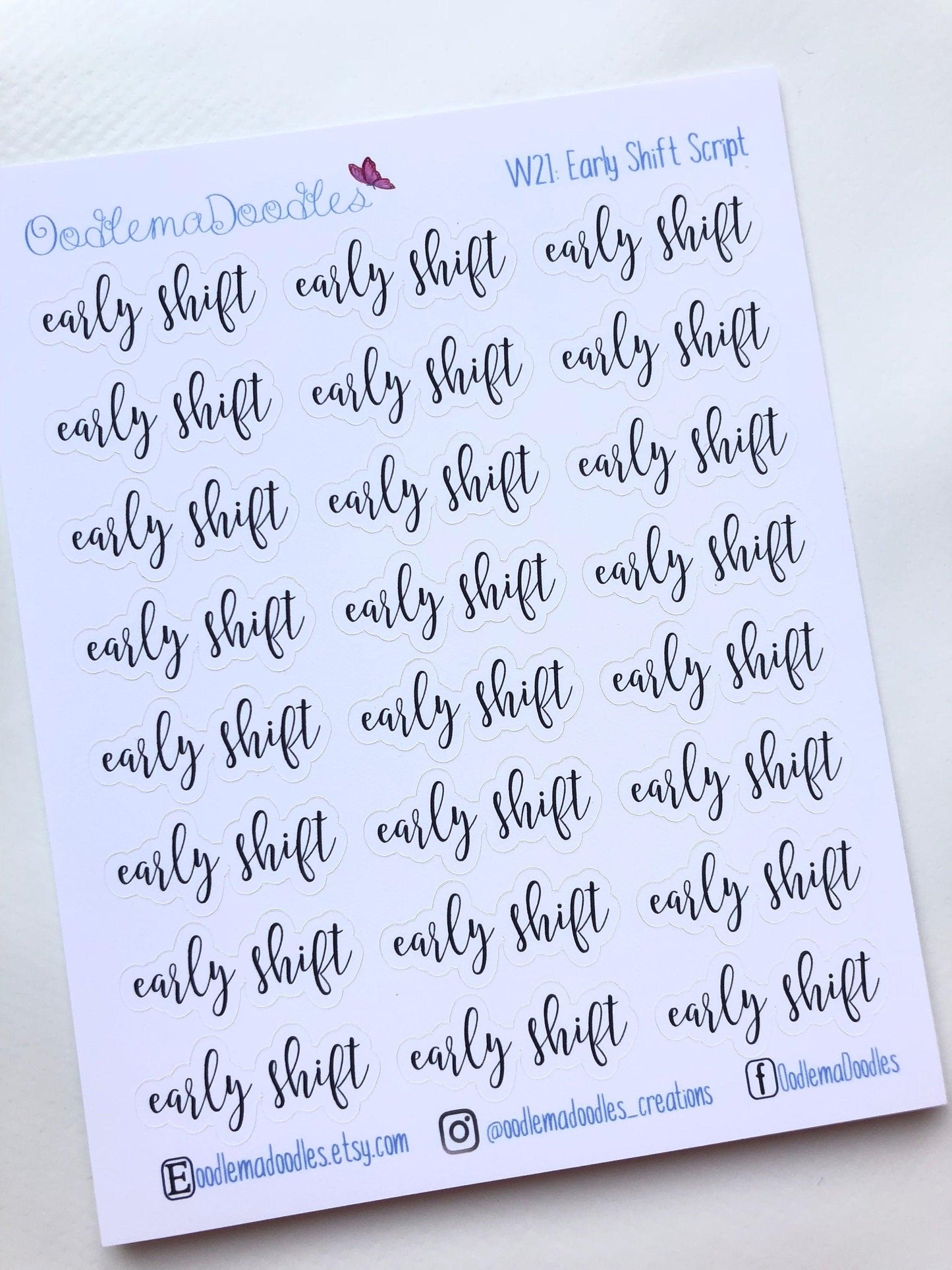 Early Shift Script Stickers - oodlemadoodles
