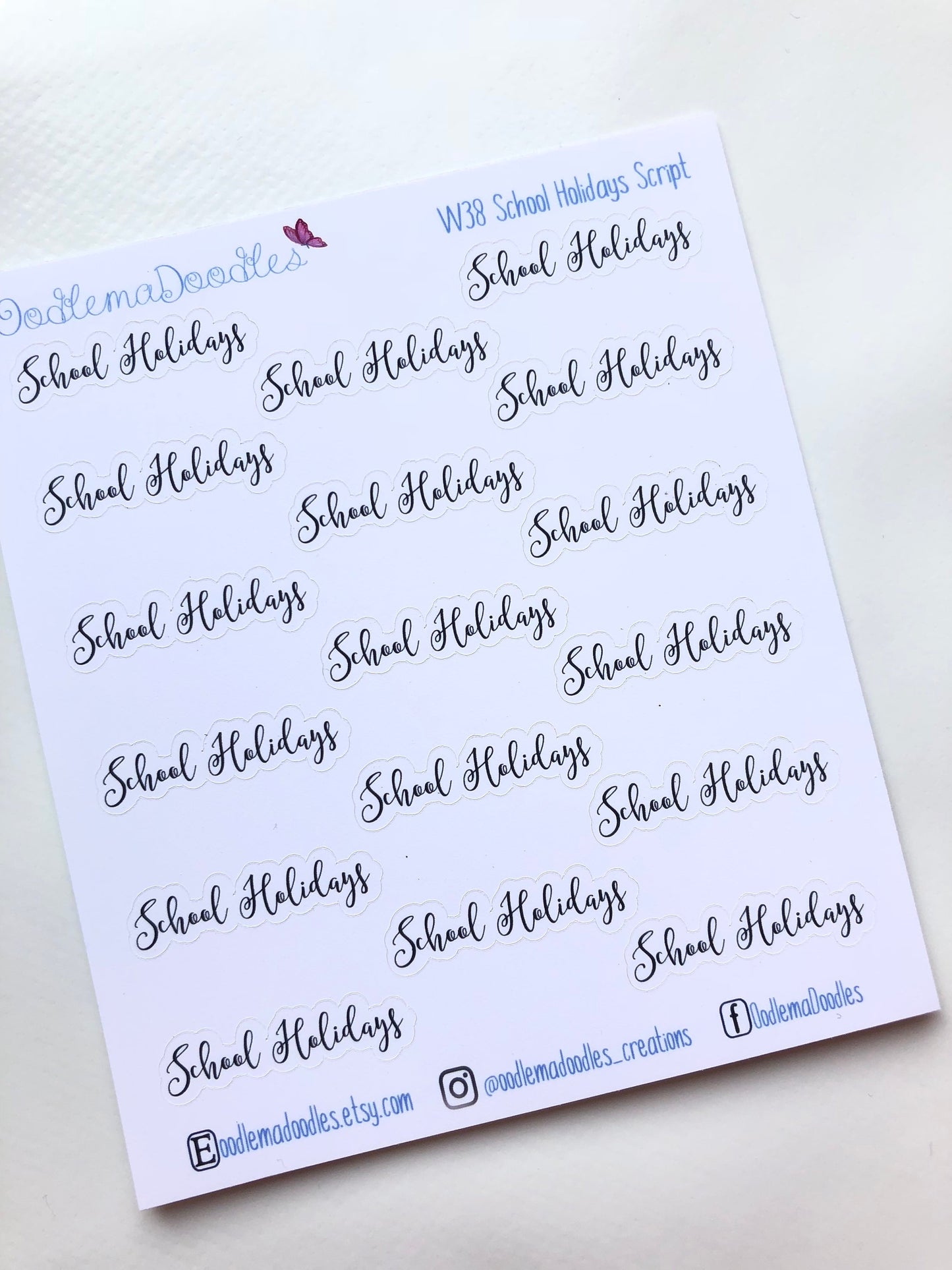 School Holidays Script Stickers