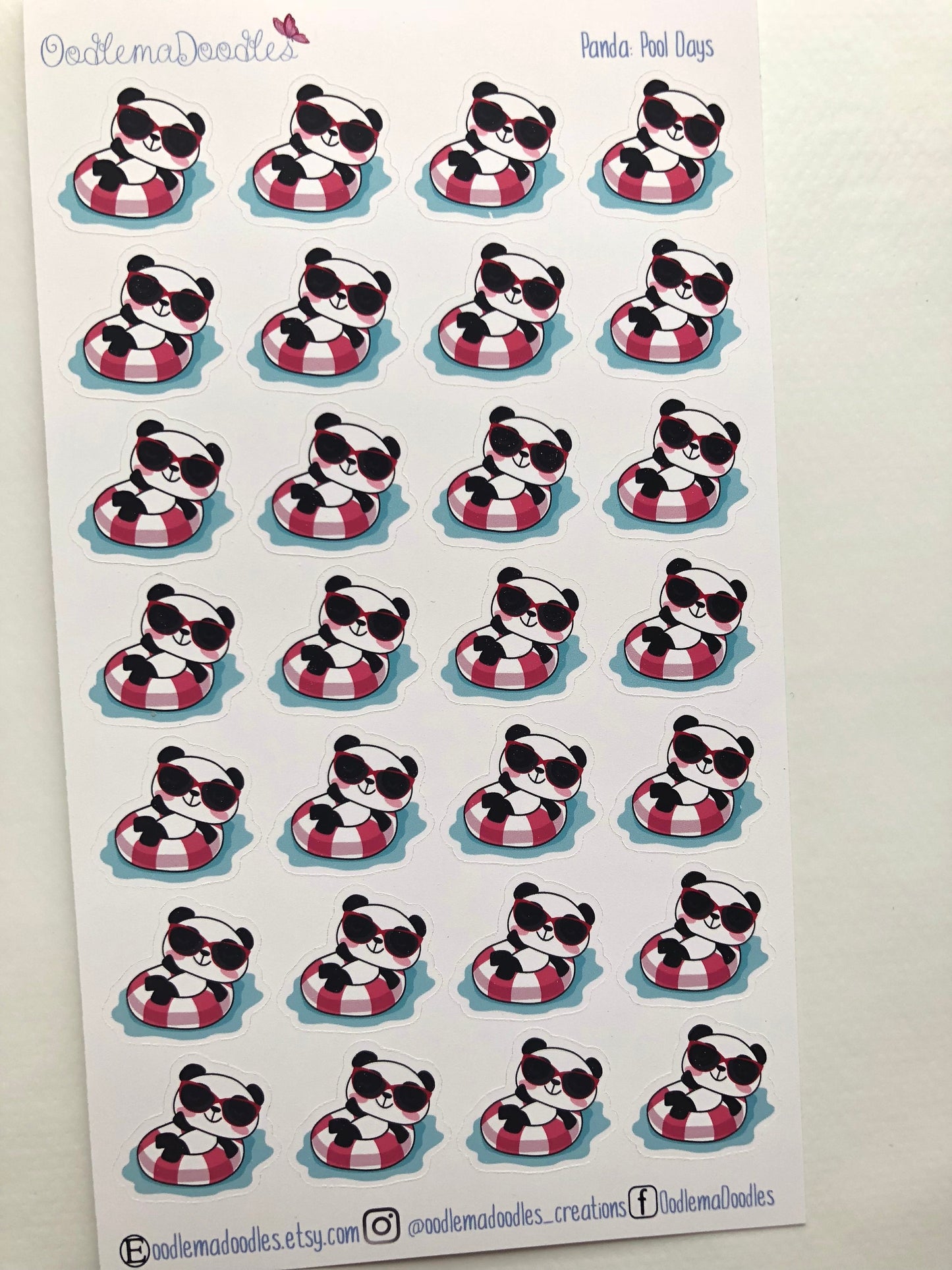 Kawaii Panda Pool Day Stickers