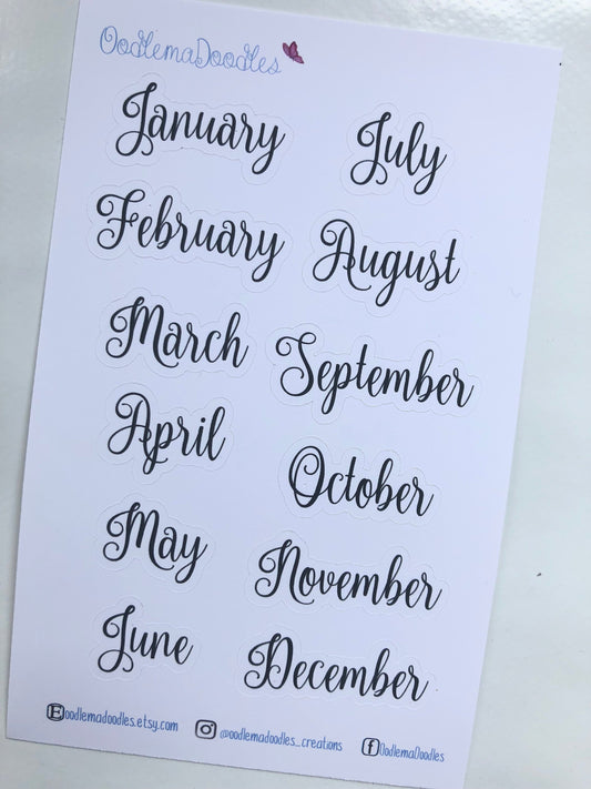 Month Script Stickers